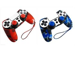 Hipipooo 2 Pack Silicone Camouflage Protection Case Skin For Sony PS4 Dualshock Controller With Thumb Grips