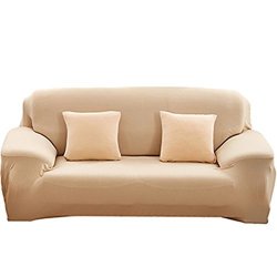 Raylans 1 2 3 4 Seater Solid Sofa Covers Sofa Slipcovers Protector Elastic Polyester Fabric Featuring Soft Form Fit Couch Covers Beige Yellow 35X55 Inch