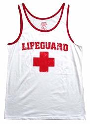 Mad Engine Life Guard Red Logo Distressed Beach Pool Wear Mens Tank Top Large