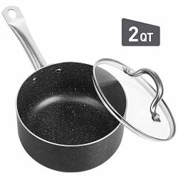 Miwaimao 8 Piece Black Nonstick Ceramic Cookware Set Pots And Pans Set Fry Pan Saucepan Stockpot With Lid For Induction Only 2.5QT Pot Black