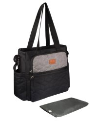 Totes Babe Caricia 22L Diaper Tote Bag Black grey