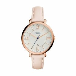 Fossil Jacqueline Rose Gold Round Leather Women's Watch ES3988
