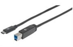 Manhattan Products Superspeed+ Usb-c Device Cable USB 3.1 Gen 2 Type-c Male To Type-c Male 10 Gbps 5 A 1 M 3 Ft. Black