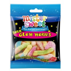 Sweets Packet Sour Glow Worms 125 G