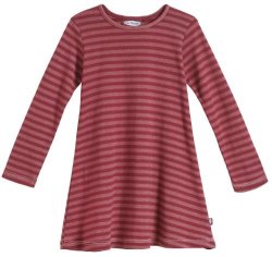 City Threads Little Girls' Cotton Long Sleeve Dress Striped Red 2T