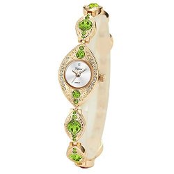 Global Best Watch Women Fashion Luxury Rhinestone Bracelet Wristwatches Cusual Ladies Clock Dress Green Watch