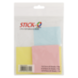 Stick-o Multicoloured Self Adhesive Sticky Note Pads 3 Pack Assorted Item - Supplied At Random