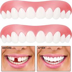 2 Pieces Instant Veneers Dentures Covering Missing Teeth Denture Tooth Temporary Tooth Filling Kit Comfortable Upper Veneer Cosmetic Teeth For Men And Women