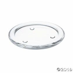 Fun Express Clear Glass Candle Plate 4.25" - Home Decor - 6 Pieces