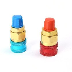 Ocamo Freon R134A Auto Car Air Conditioning Refrigerant Brass Quick Coupler Connector Adapters Fluoridation Tool 1PAIR