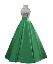 Heimo Women's Sequined Keyhole Back Evening Party Gowns Beaded Formal Prom Dresses Long H123 14 Green