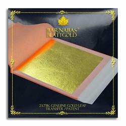 Genuine Gold Leaf Sheets 23.75K - By Barnabas Blattgold - 3.4 Inches - 10 Sheets Booklet - Transfer Patent Leaf