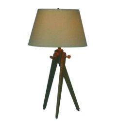 230VAC 40W 1XE27 Wood Tripod Table Lamp And Shade