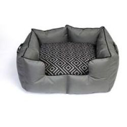 Wagworld - Large K9 Castle Dog Bed - Geo Grey & Black