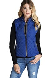 Active Usa Quilted Padding Vest With Suede Details Royal Blue-large