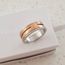 Juan Men's Ring Rose Gold Stainless Steel Spinner Sizes 9-11 - Size 10