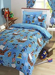 Pirate Blue Junior Toddler Bed Size Duvet Cover & Pillowcase Set