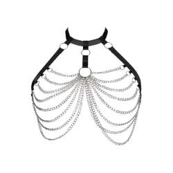 Ring Linked Silver Chain Detail Harness Bralette Plus Size