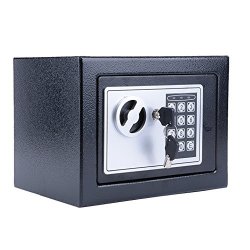 Athomestore Digital Electronic Security Safe Box With Deadbolt Lock Wall-anchoring Design Waterproof & Fireproof Home Security Box For Money Jewelry Valuables Black
