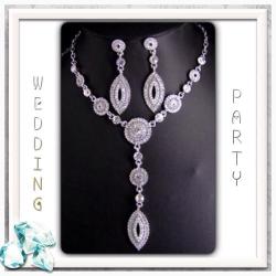 Exquisite Dazzling Crystals Diamante Bridal Evening Wear Necklace And Stud Earrings Set