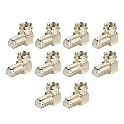 Safercctv Tm Pack Of 10 Right Angle F-type Connector For Directtv Dish Network Tv Coaxial Cable RG6 RG59 Adapter Plug-f Male To F Female