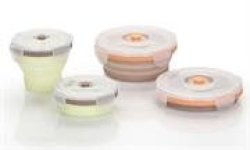 Babymoov Silicon Bowlset & Container 2 240ML 2 400ML - Preserve Meals You Make For Baby Modular Conservation To Save Space Cover Which Clips On And