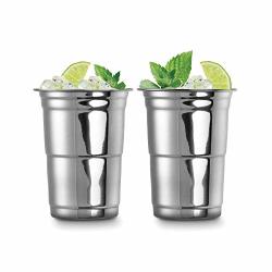 Outset 76473 Stainless Steel Party Cups Set Of 2 16-OUNCES Metallic