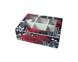 Cottonbox 6 Compartment Jewellery Box - Red Rose