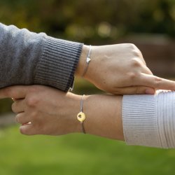 Sterling Silver And Silk Mother And Daughter Bracelet Set