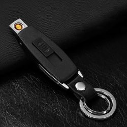 Electric Flameless Cigarette Lighter USB Recharge Lighter Key Ring Key Chain