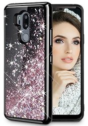 Caka LG G7 Thinq Case LG G7 Thinq Glitter Case Starry Night Series Bling Fashion Luxury Flowing Liquid Floating Sparkle Glitter Soft Tpu Black