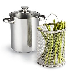 Cook N Home 4 Quart 3-PIECE Vegetable Asparagus Steamer Pot Stainless Steel