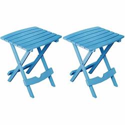 Adams Manufacturing 88500-16-3735 Plastic Quik-fold Side Table Pool Blue Set Of 2 + Free 84 Inch Round Tablecloth