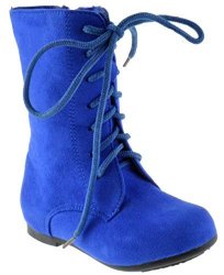 BABY Echoma Girls Lace Up Suede Boots Blue 5