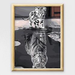 Adult Paint By Numbers With Frame - Inspirational Tiger