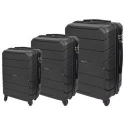 Quest Ultra Light & Extra Strong Polypropylene Luggage Bag Set - 3-PIECE - Black
