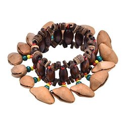 Vbestlife Nuts Shell Bracelets Handbell For Kids Women Handmade African Tribal Style Handbell Wrist Bell Bracelet Accompaniment For Djembe African Drum Instrument