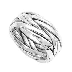 925 Sterling Silver Black Barbed Wire Ring Size 11