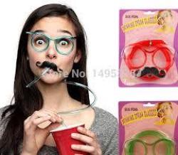 Moustache Drinking Straw Glasses Pink Red Green And Blue