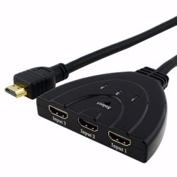 3-PORT HDMI Switch With 3 HDMI Inputs And 1 HDMI Output With Pigtail