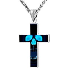 Quensk The Starry Sky Cross Necklace Christ Necklace Pendant Cross Prayer Fashion Accessories for Men Women