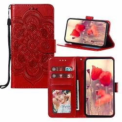 3D Embossing Nokia 2.2 Wallet Phone Case Ivy Datura Flower Pu Leather Flip Cover For Nokia 2.2 - Red