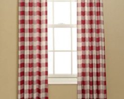 Beautiful Kitchen Red Check Curtain 250 X 120 Drop