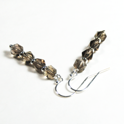 Atenea Handmade Natural Faceted Smoky Quartz Gemstone Earrings On Sterling Silver
