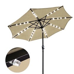 Outdoor Tilting Patio Umbrella 9 Tan With 32 Led Lights Reviews Online Pricecheck