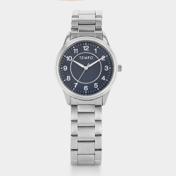 Mens Silver Plated Blue Dial Bracelet Watch
