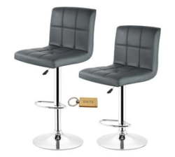Bar Stools Kitchen Counter Breakfast Chairs 2 Pack - Black + Keyring