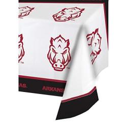 White/Red Creative Converting 729855 University of Arkansas Plastic Table Covers