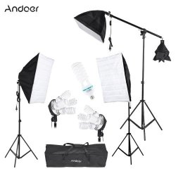 Photography Studio Lighting Kit 3pcs Softbox Tripod Stand 45w 135w Bulb Cantilever With Oxford Bag