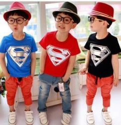 Boys Superman Children T-shirts - Black 7t